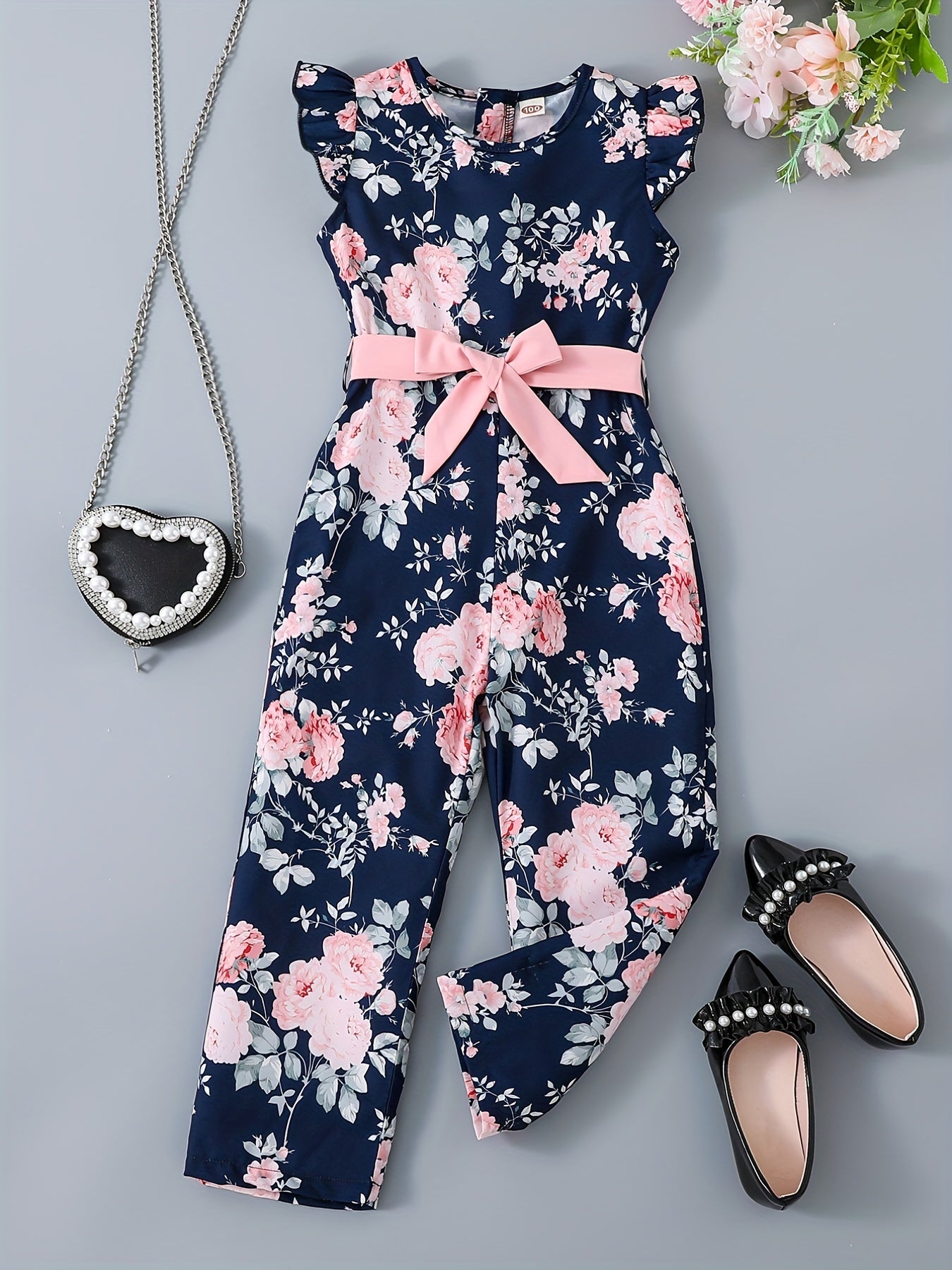 Summer Floral Print Sleeveless Jumpsuit