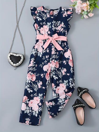 Summer Floral Print Sleeveless Jumpsuit