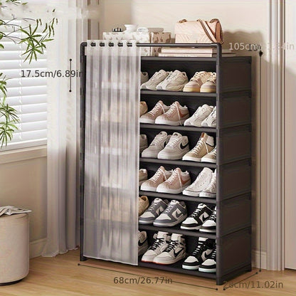 1 Set - Dustproof Foldable Shoe Display Rack with Non-Slip Base, Easy to Clean, Multi-Layer Storage Shelf for Shoes and Accessories