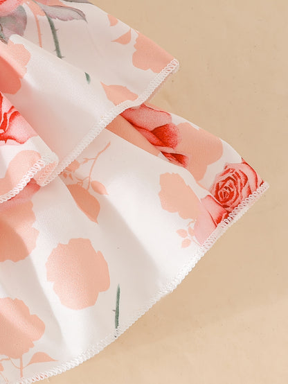 Three-piece Set Flower Print Cake Skirt