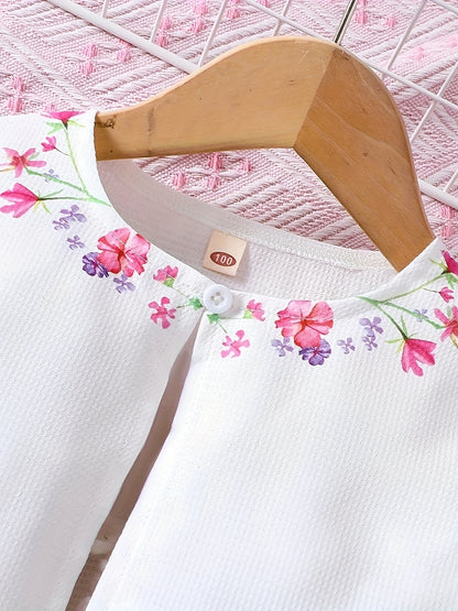 2-Piece Set: Girls' Elegant and Charming Floral Dress