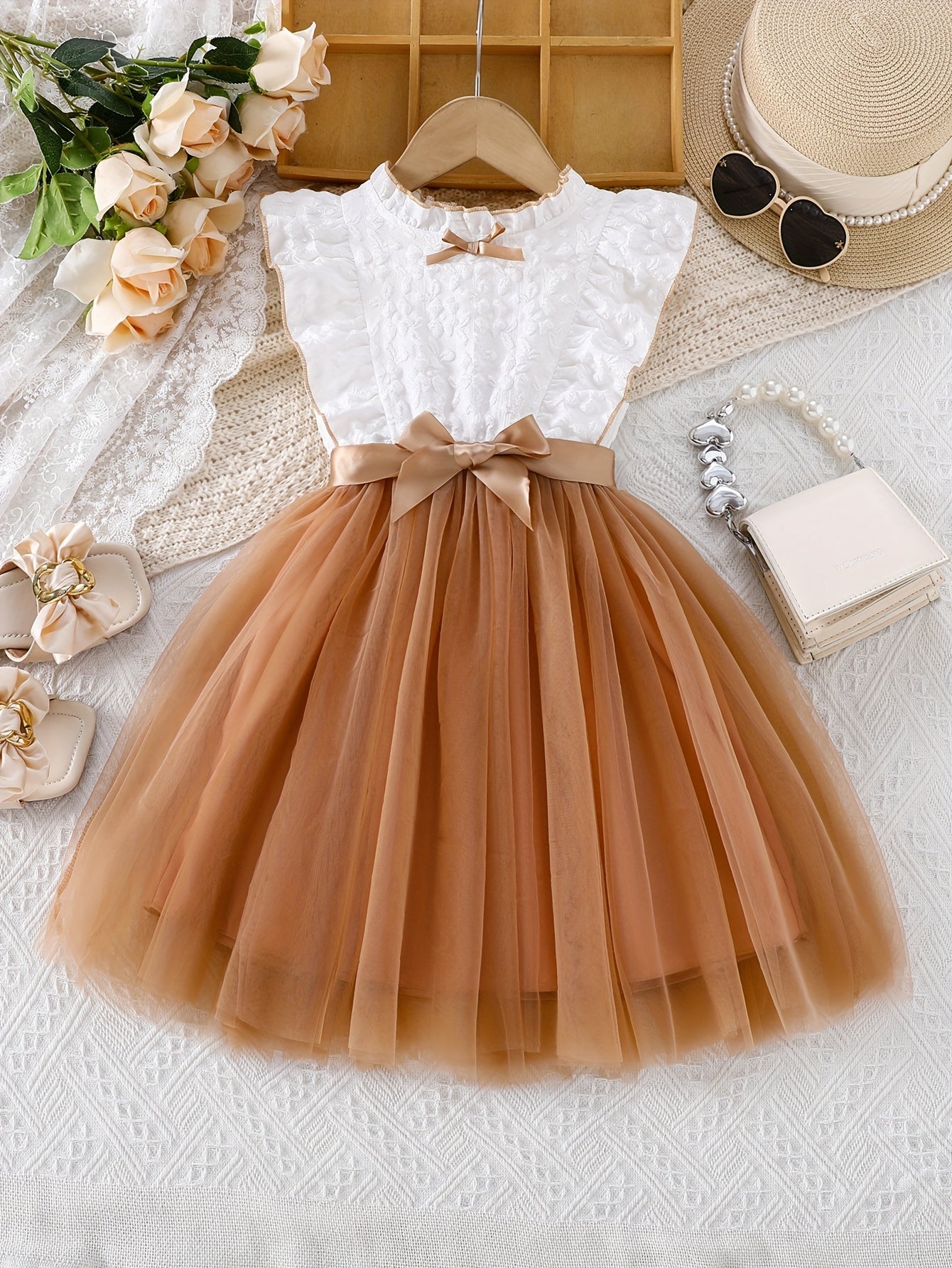 1pc Girls' Sleeveless Summer Dress