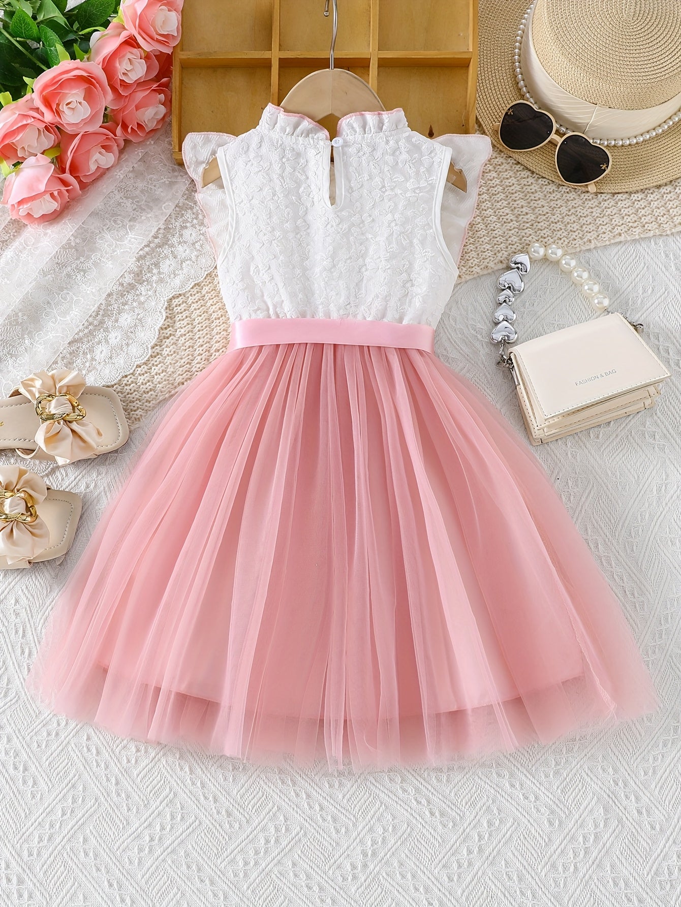 1pc Girls' Sleeveless Summer Dress