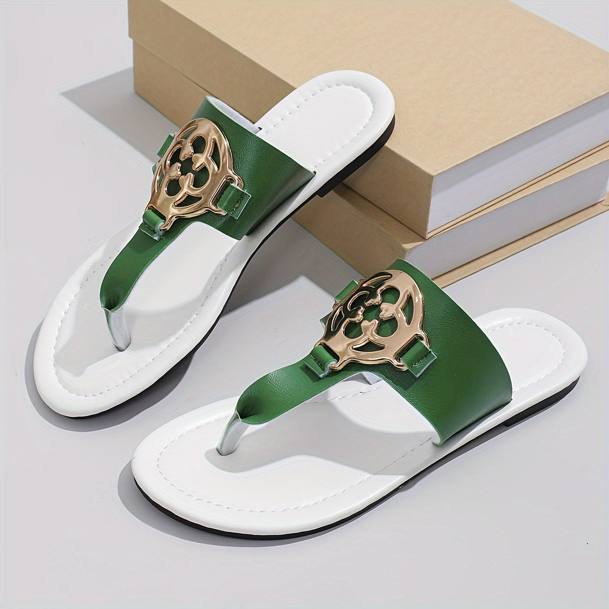 Elegant Women's Slide Sandals with Metallic Buckle
