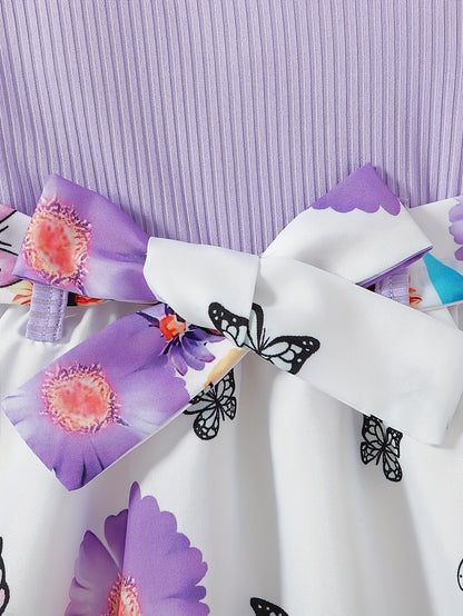 Baby comfortable dress+belt two-piece set