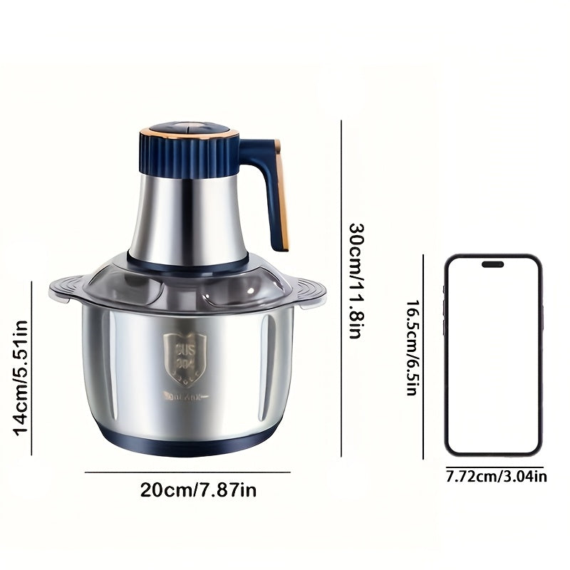 5L Multifunctional Electric Chopper Food Processor Stainless Steel Five-Speed