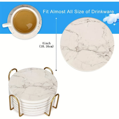 6pcs Water Absorbing Ceramic Cork Coaster Set