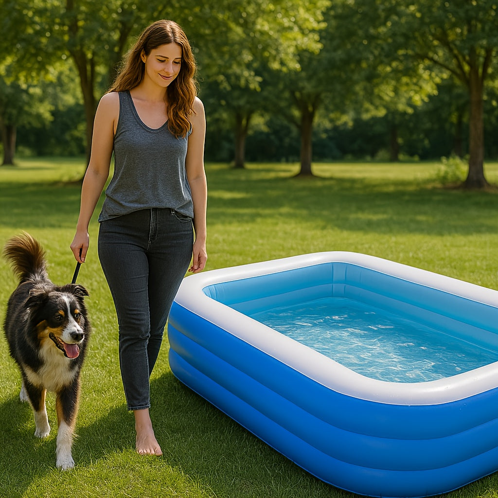 Heavy-Duty PVC Inflatable Rectangular Family Pool