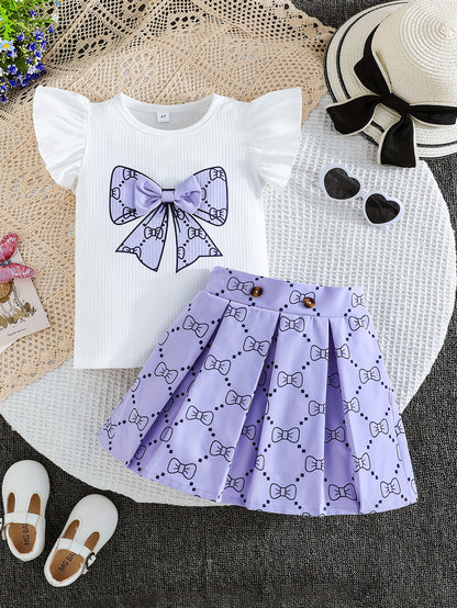 Girls' Plaid Print Skirt Set