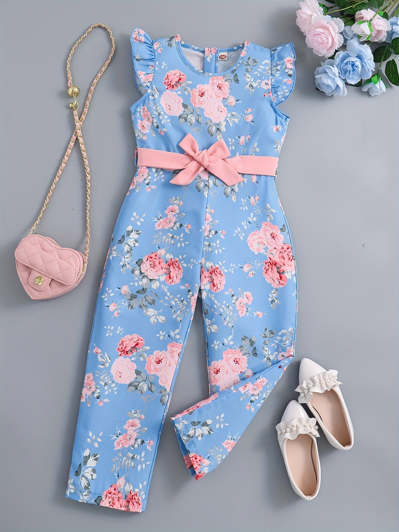 Summer Floral Print Sleeveless Jumpsuit
