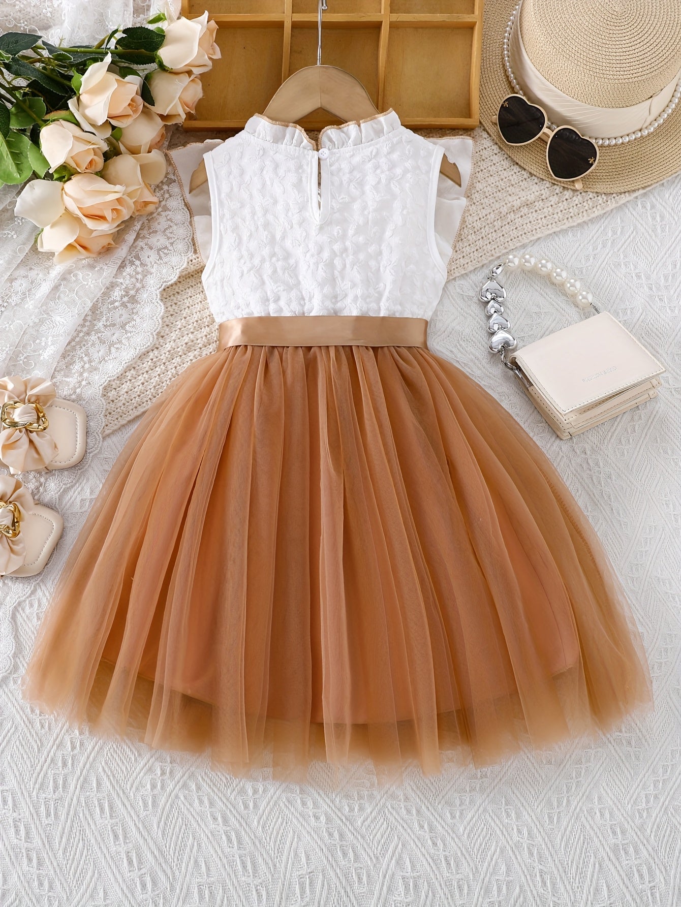 1pc Girls' Sleeveless Summer Dress