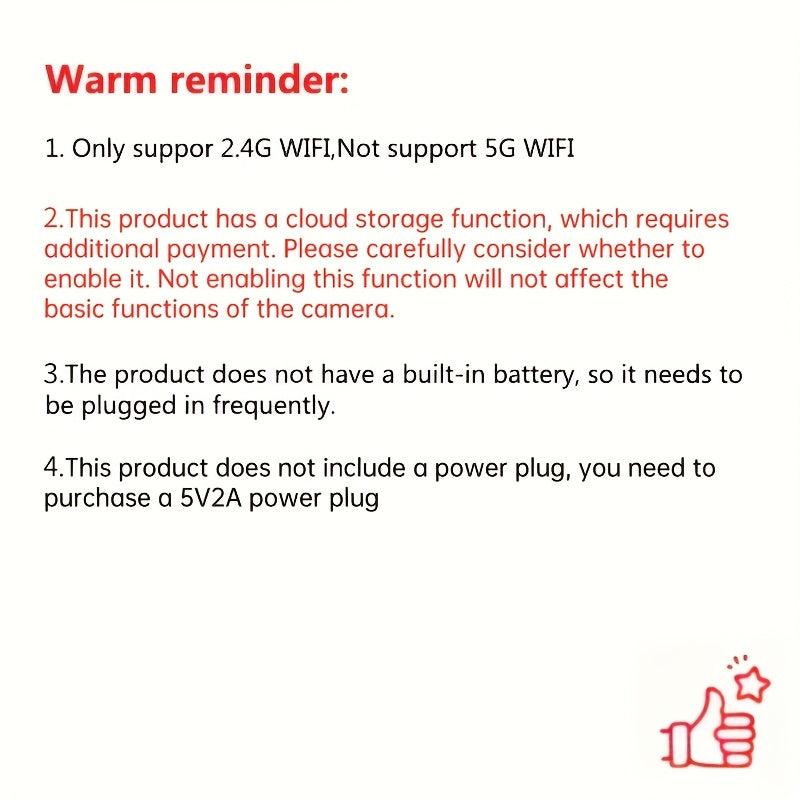 1pc Camera with Full Color Night Vision Wireless WIFI 1080P Full HD Indoor/Outdoor