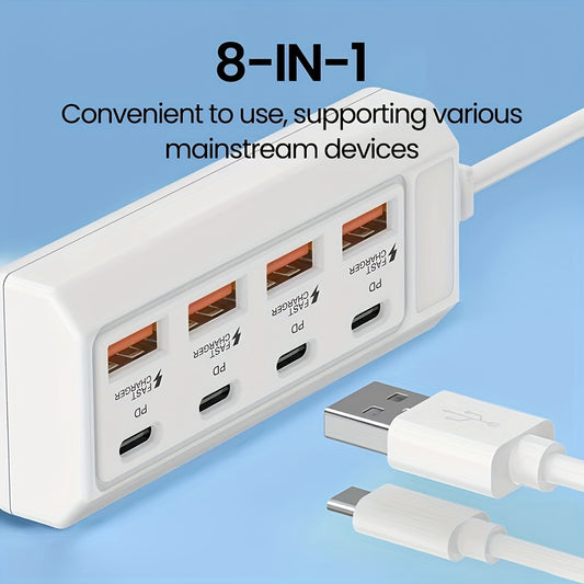 Fast Charging 25W 8-Port USB Adapter [4USB+4PD] Hub