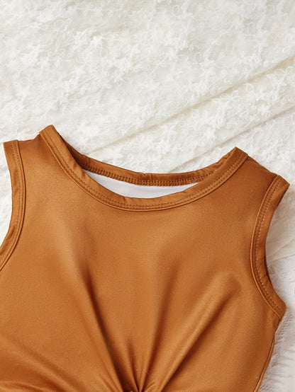 Girls' Pink Striped Shorts & Sleeveless Top Set