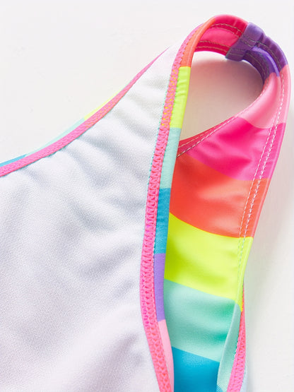 Girls Bikini Tankini Swimsuit Fish Scale Graphic Bow Top & Ruffle Trim Shorts Kids Summer Outdoor