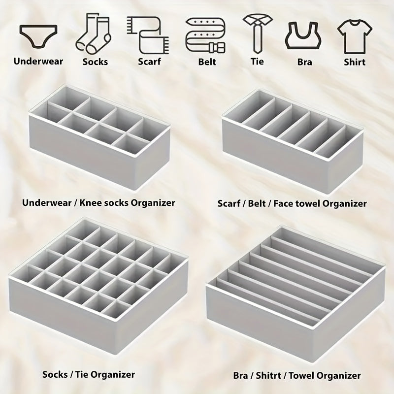 4pcs Underwear & Bras Organizer Storage Boxes