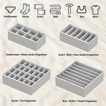 4pcs Underwear & Bras Organizer Storage Boxes