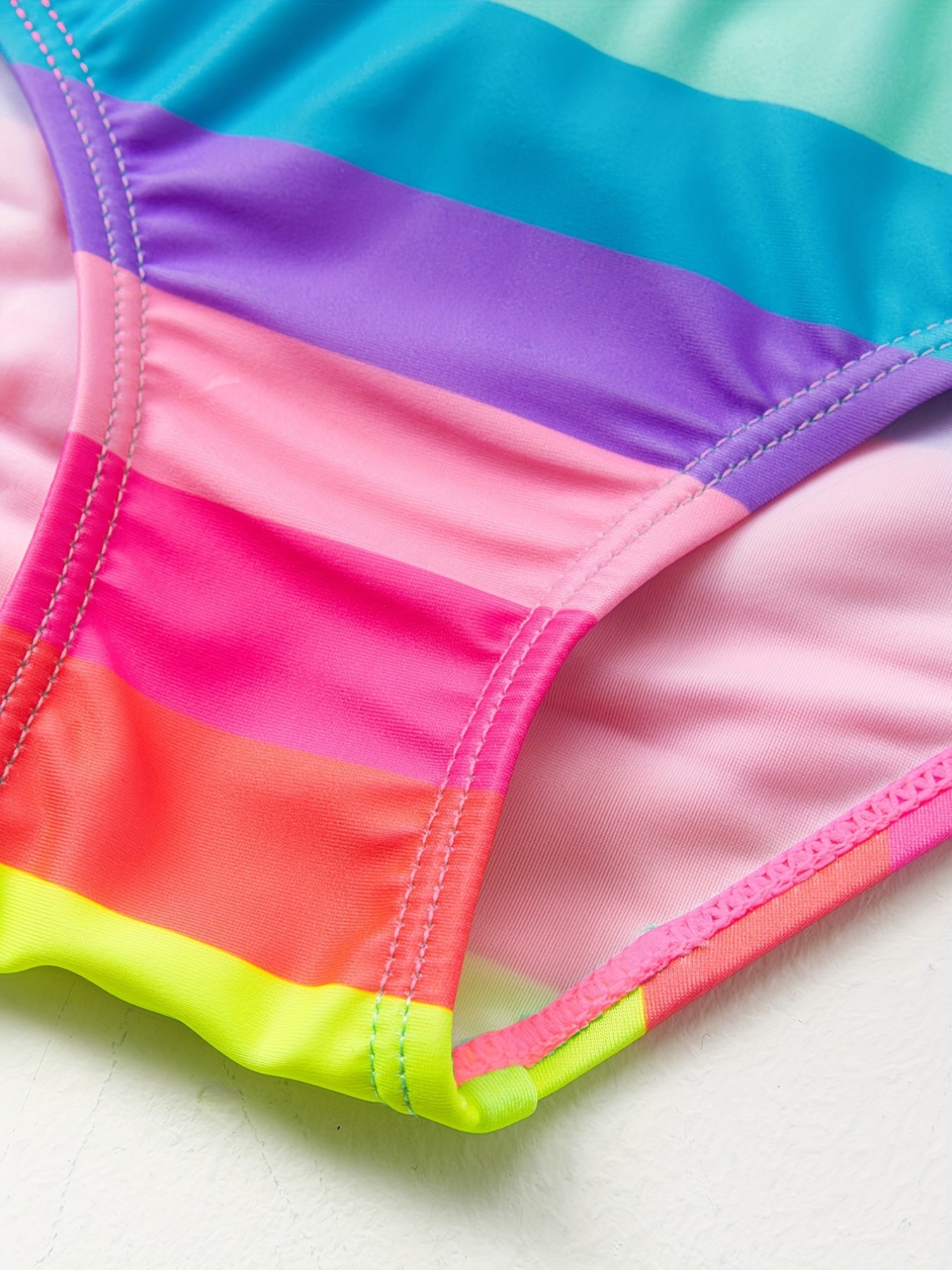 Girls Bikini Tankini Swimsuit Fish Scale Graphic Bow Top & Ruffle Trim Shorts Kids Summer Outdoor