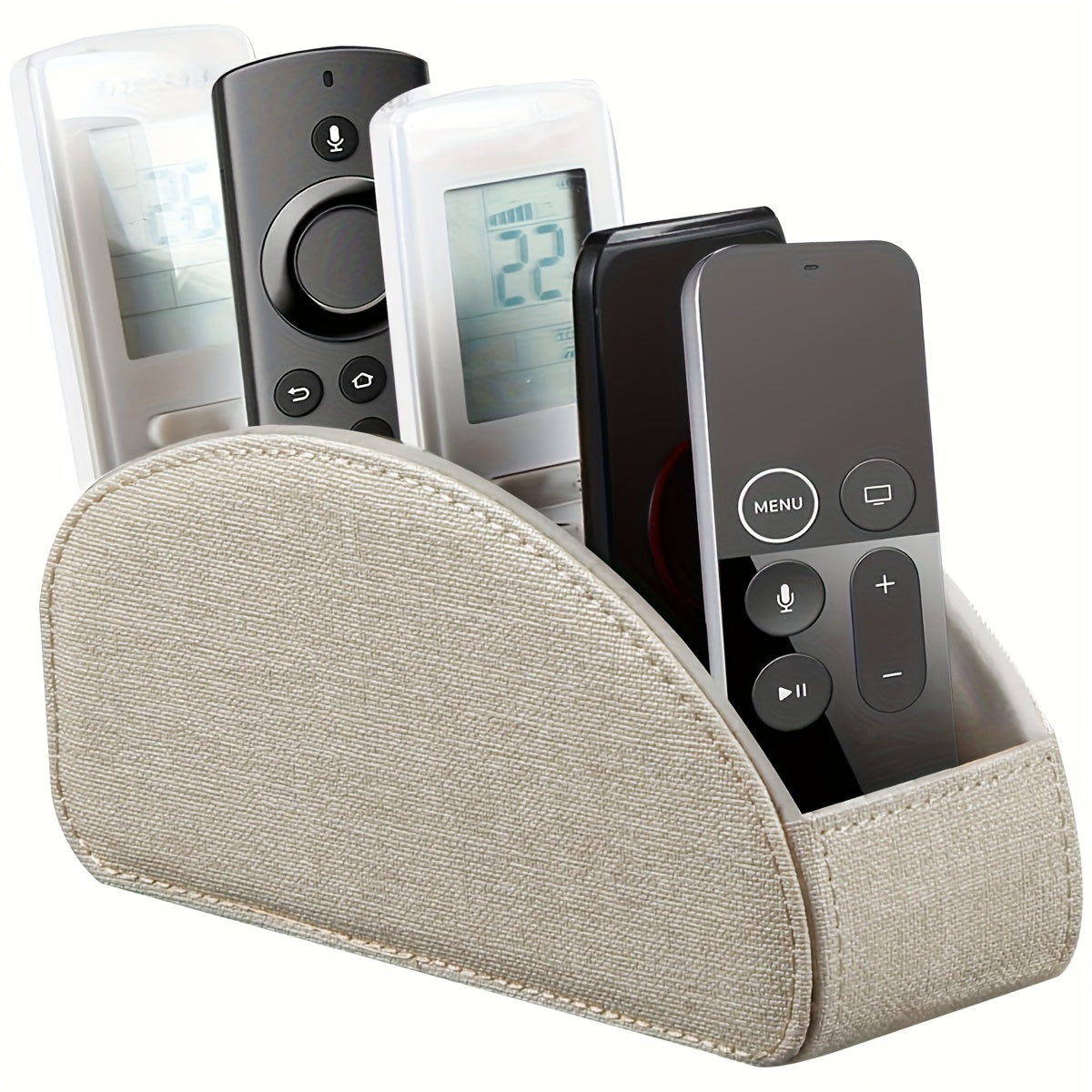 PU Leather Remote Control Holder with 5 Compartments