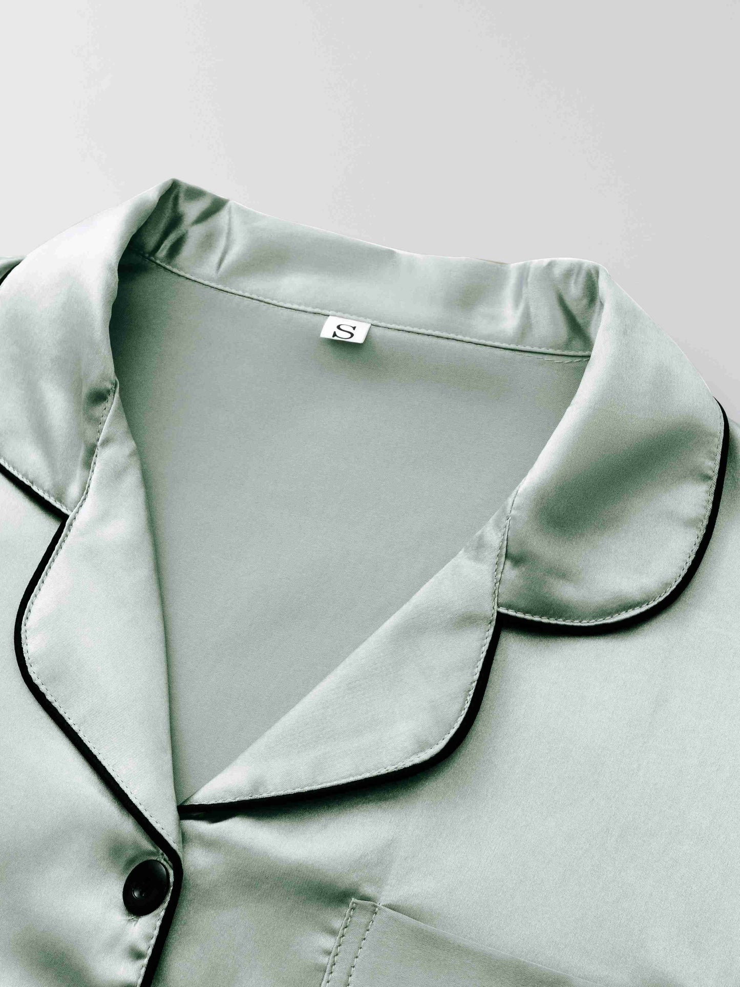 Women's Solid Satin Casual Pajama Set, Short Sleeve