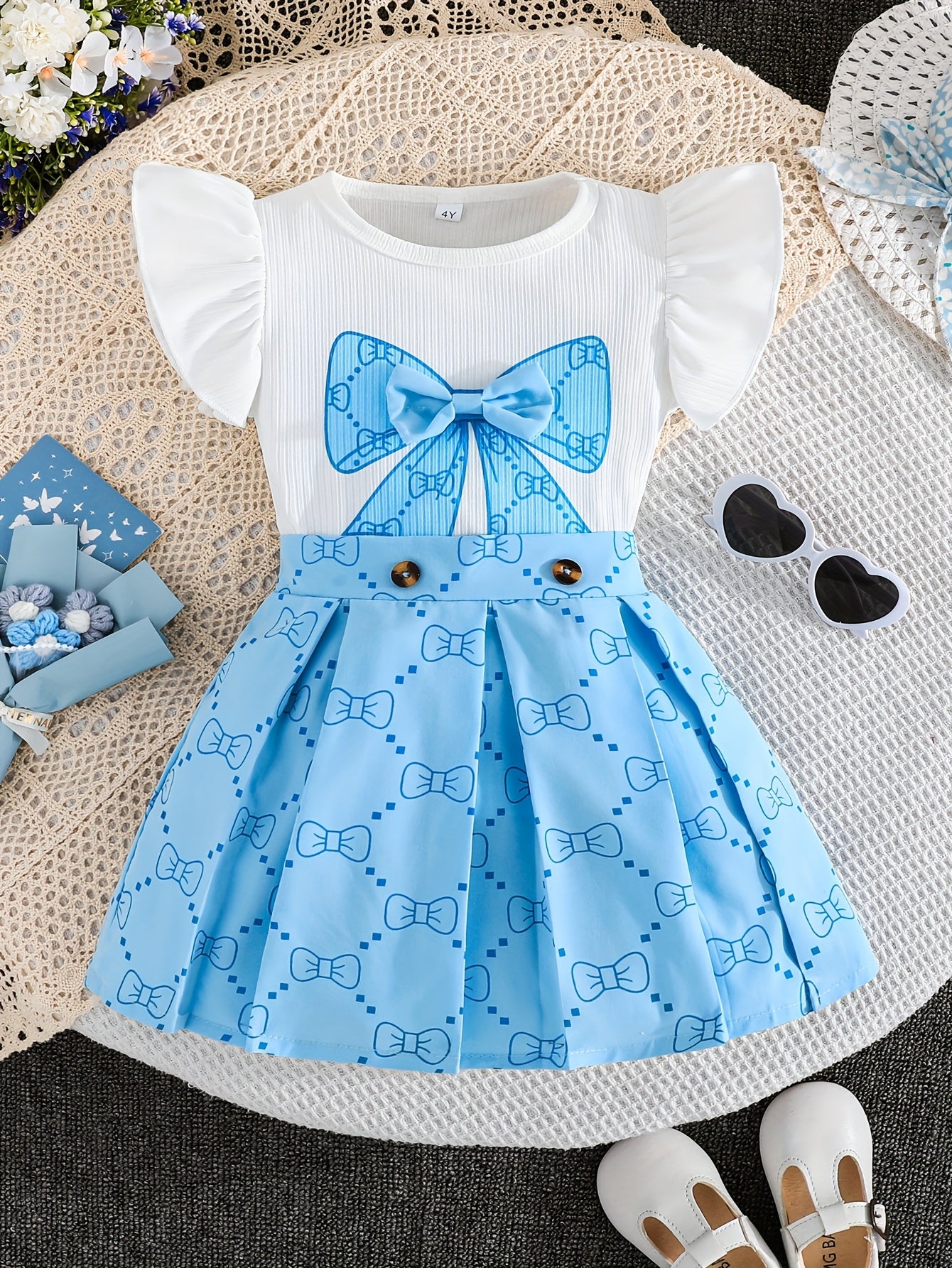 Girls' Plaid Print Skirt Set