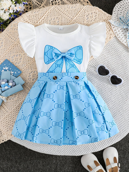 Girls' Plaid Print Skirt Set