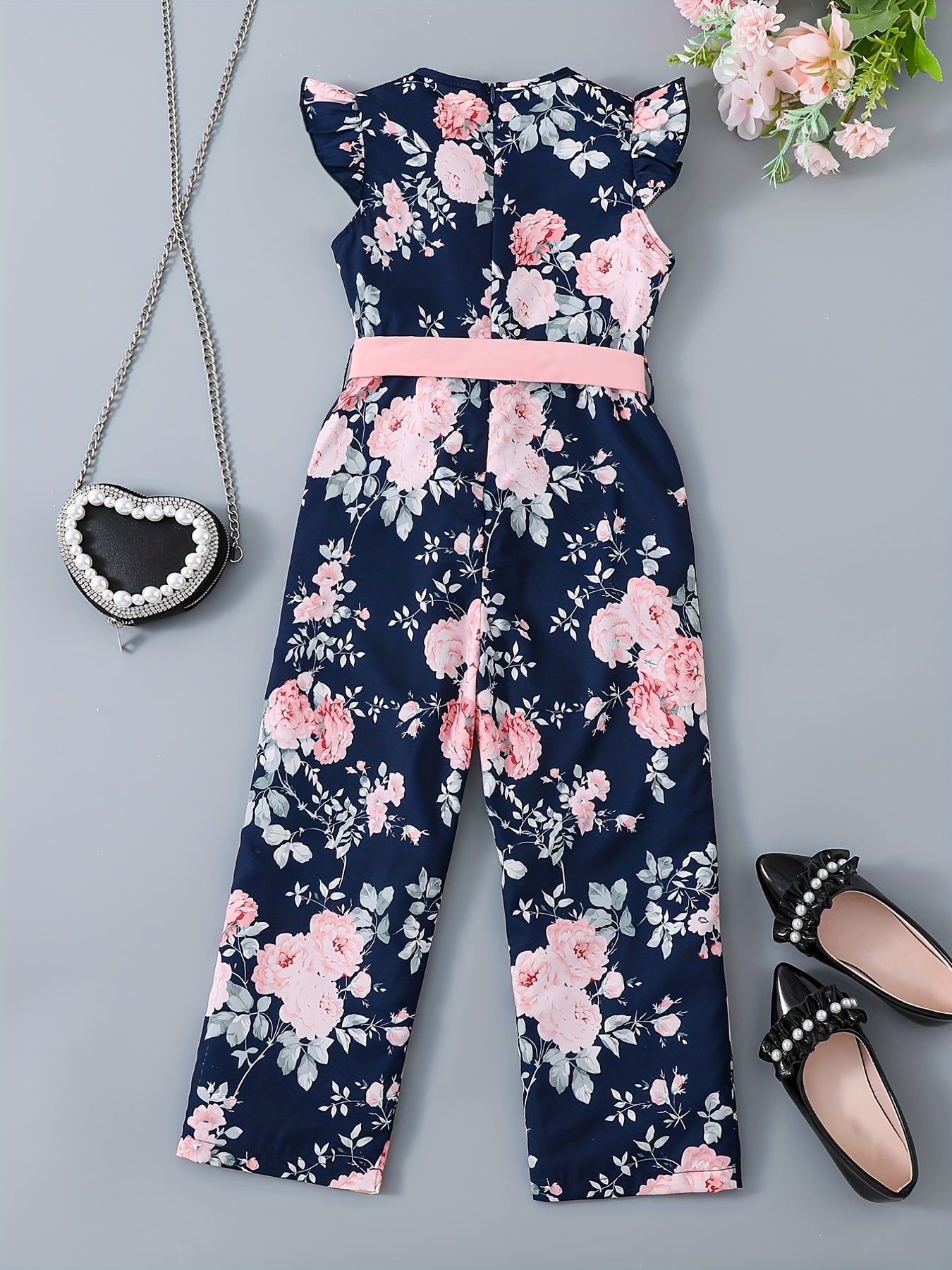 Summer Floral Print Sleeveless Jumpsuit