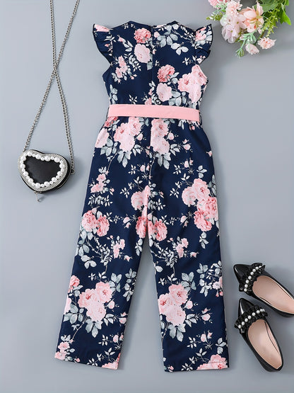 Summer Floral Print Sleeveless Jumpsuit