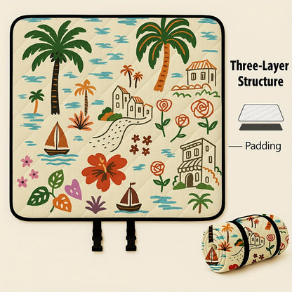 Extra Large 198.12x198.12 cm Foldable Picnic Blanket with Carry Strap