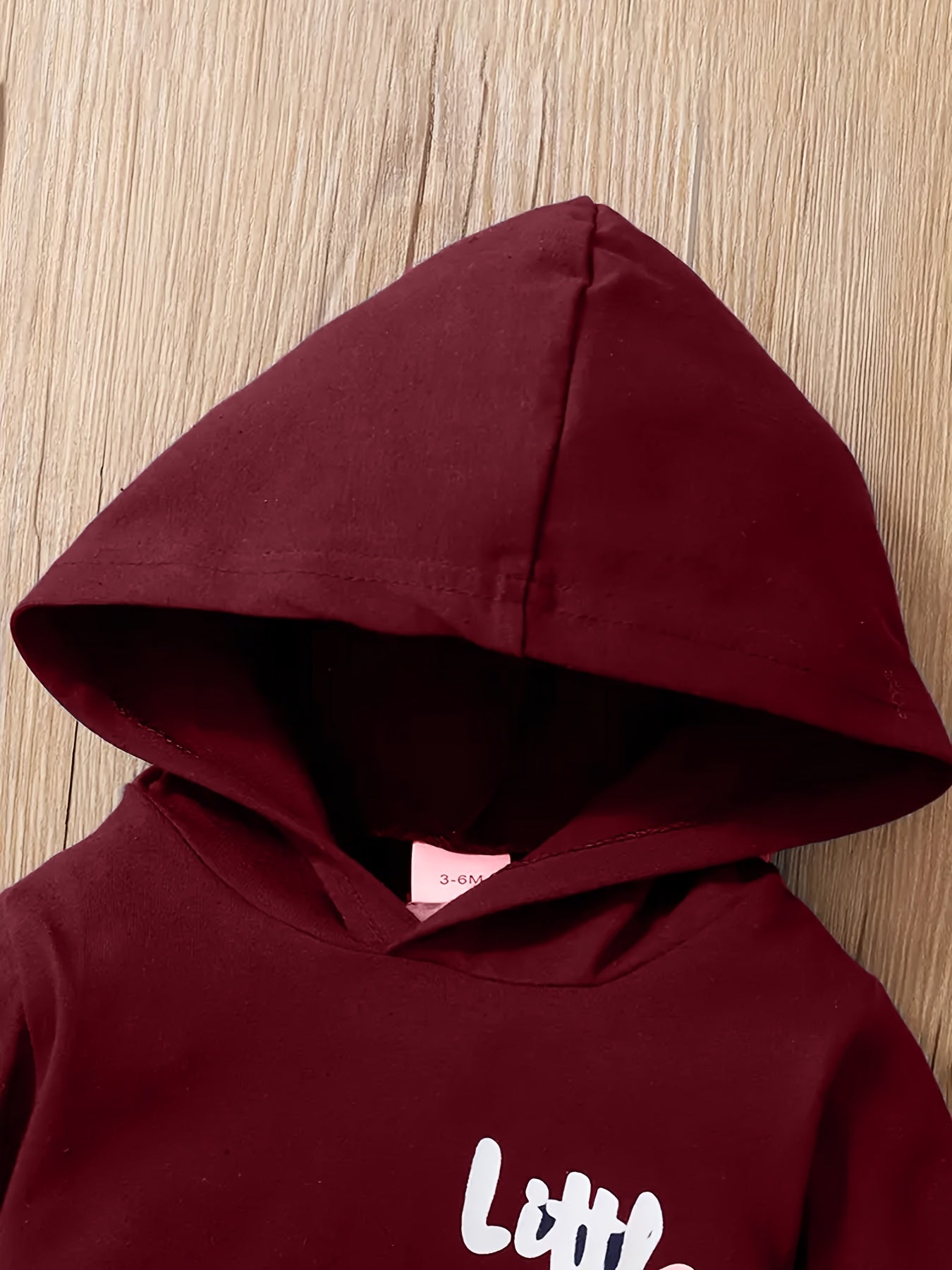 2pcs Boys' Hooded Long-Sleeve Letter Print Bodysuit