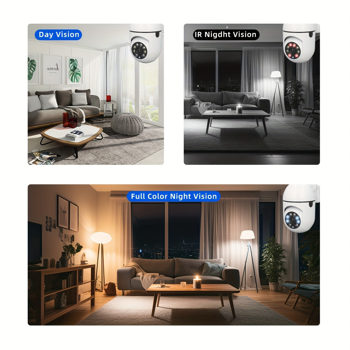 4pcs 1080P HD Security Camera, Color Night Vision HD Camera