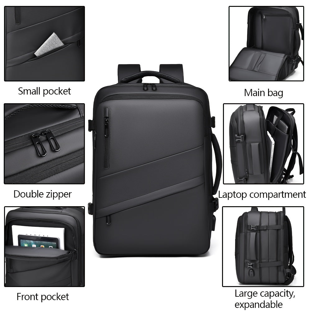 Expandable Travel Backpack with USB Charging Port