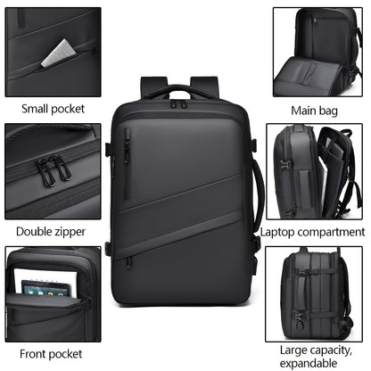 Expandable Travel Backpack with USB Charging Port
