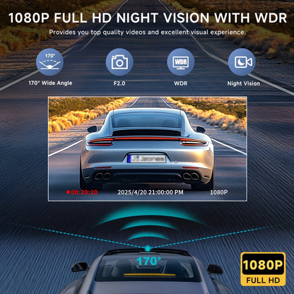 Car Dashcam with Dual Lens 1080P+720P HD Night Vision