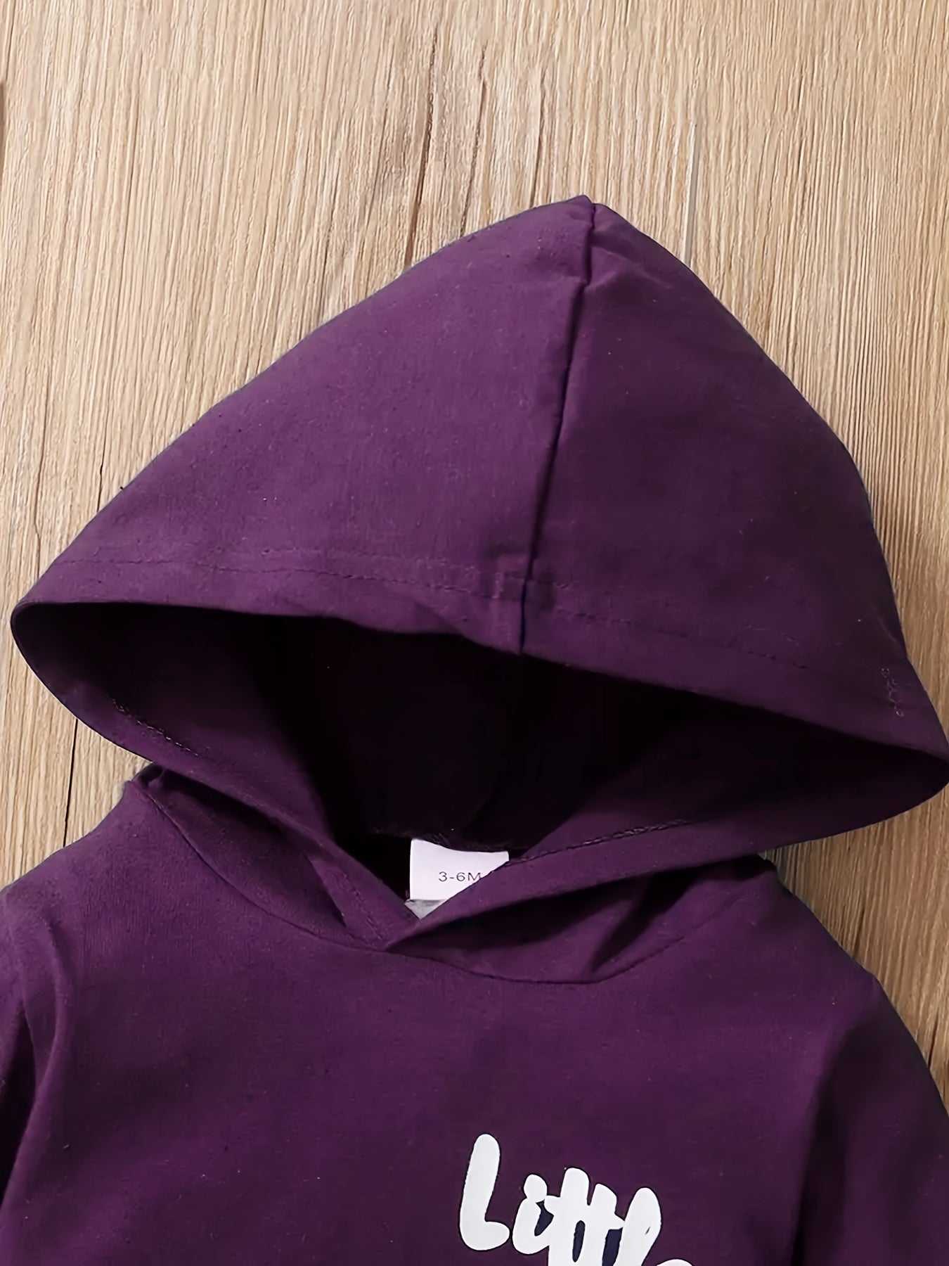 2pcs Boys' Hooded Long-Sleeve Letter Print Bodysuit