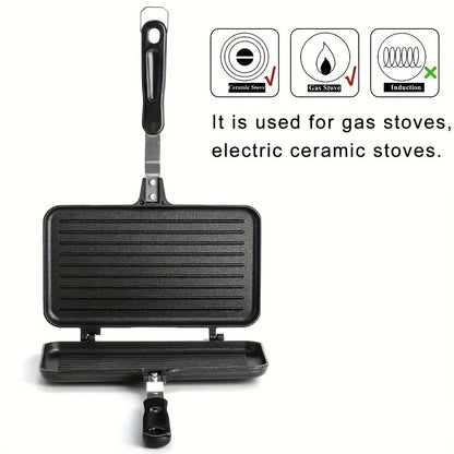 1pc Non-stick Double-sided Frying Pan Sandwich with Handle