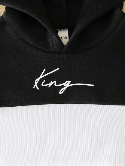 Boys' Fleece-Lined Thickened Hoodie and Pants Set with Pocket