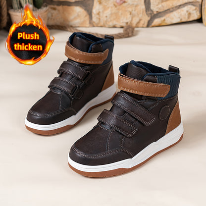 Boys' Mid-Top Fashion Sneakers with Warm Plush Lining
