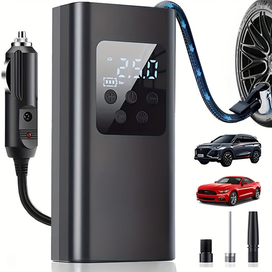 Portable Wired Inflator with LED Light, Air Compressor Pump