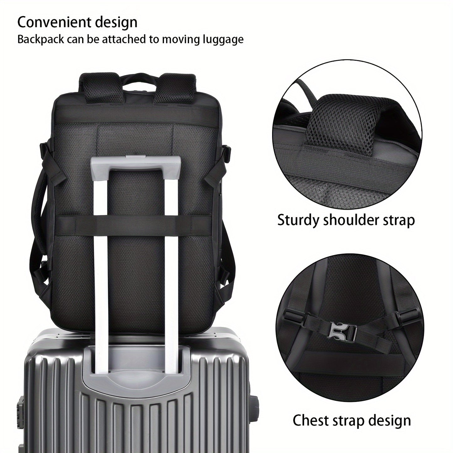 Expandable Travel Backpack with USB Charging Port