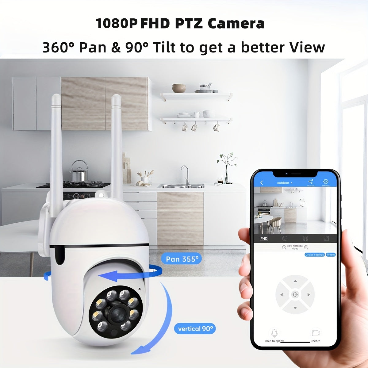 1pc Camera with Full Color Night Vision Wireless WIFI 1080P Full HD Indoor/Outdoor