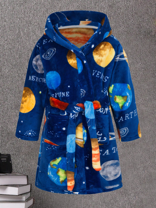 Boys' Cozy Long Sleeve Robe with Pockets