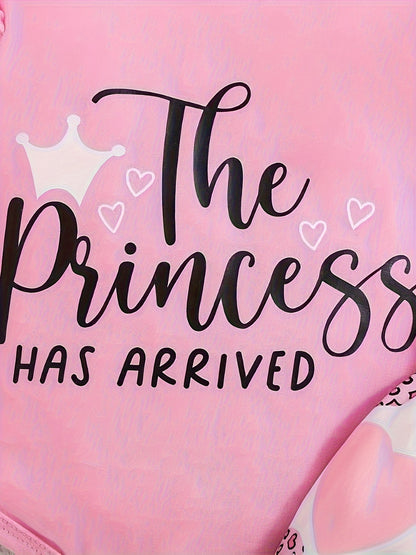 3pcs Baby Girl Crown Letter Print Flying Long Sleeve Shirt