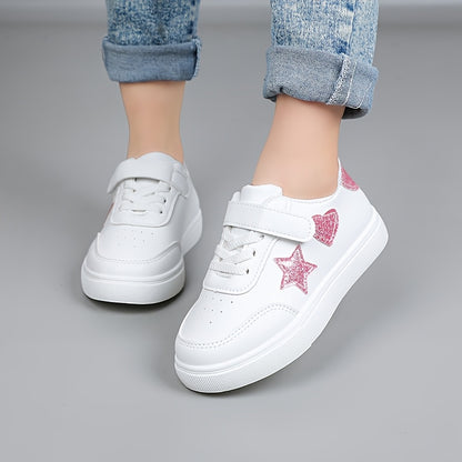 Kids' Sneakers - White with Pink, Boys and Girls Casual Footwear