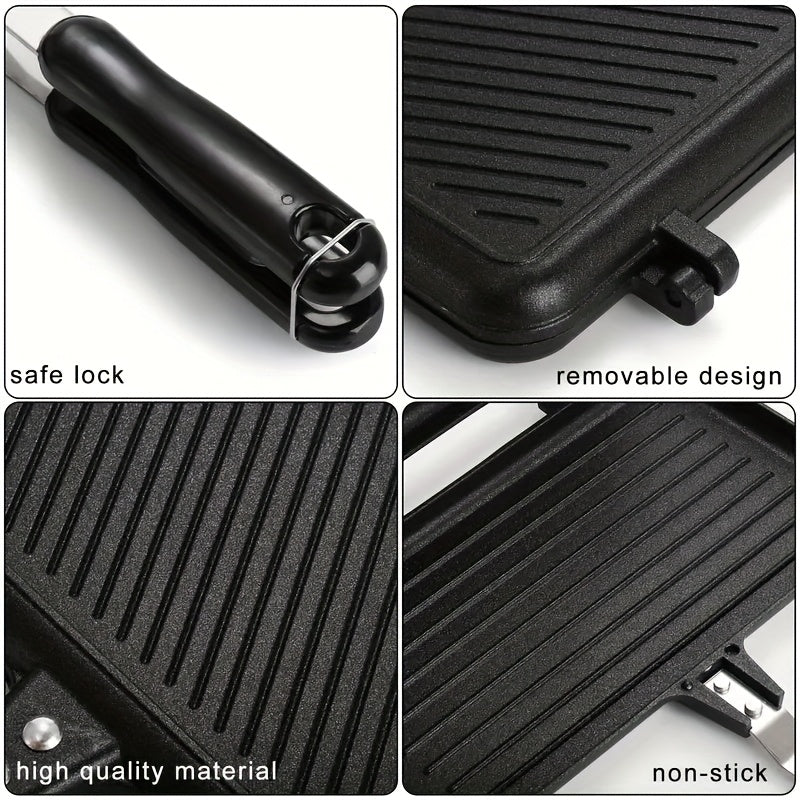 1pc Non-stick Double-sided Frying Pan Sandwich with Handle