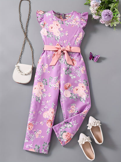 Summer Floral Print Sleeveless Jumpsuit