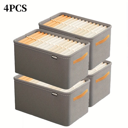 4pcs Classic Fabric Storage Boxes with Handles