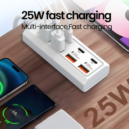 Fast Charging 25W 8-Port USB Adapter [4USB+4PD] Hub